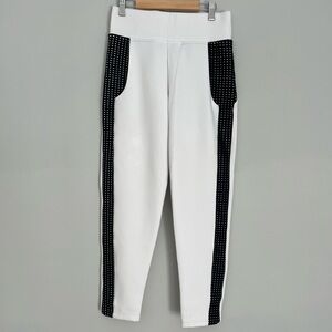 Lime&Vine White Pants with Black Polka Dot Accents, Size S